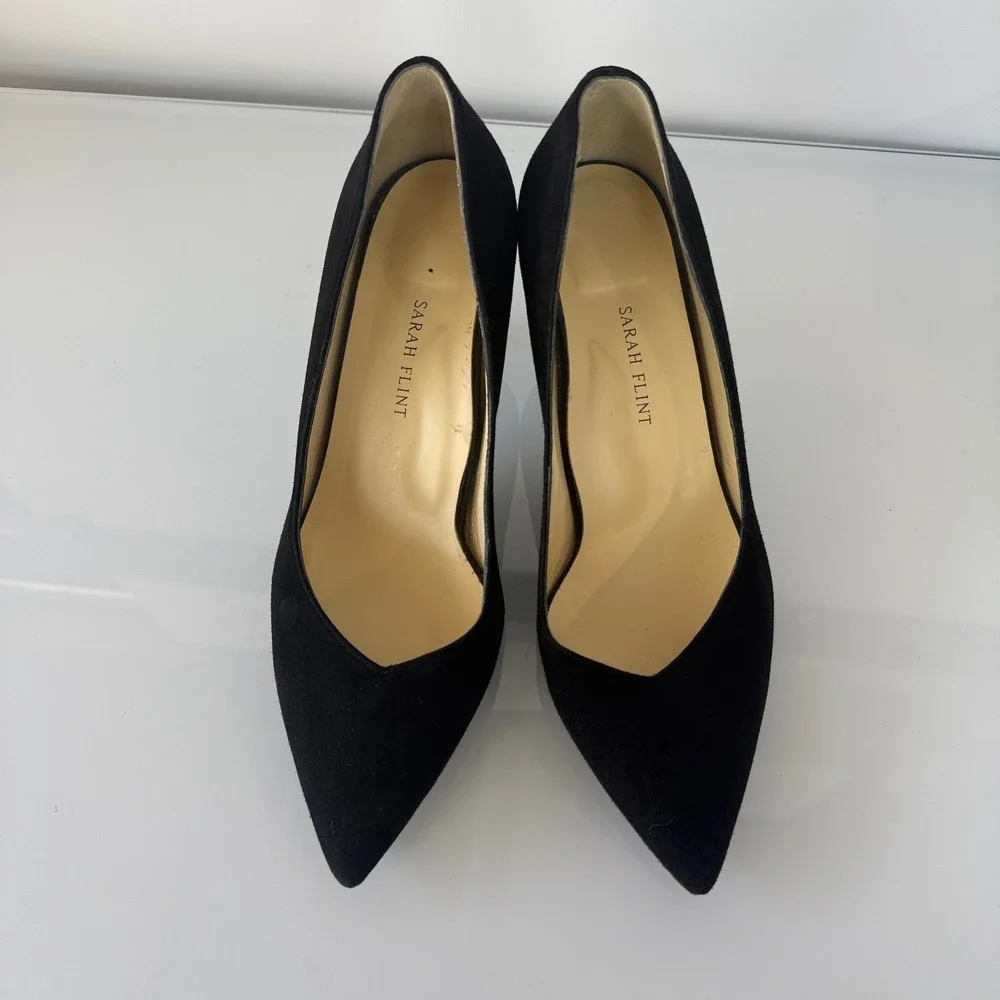 Sarah Flint Perfect Kitten Pumps Women 40 Black Suede Sculptural Heel Italy